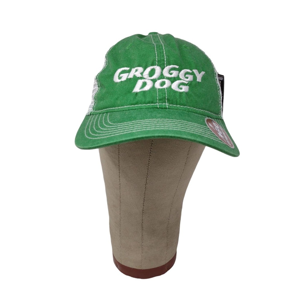 Groggy Dog Ahead Extreme Fit Strapback Meshback Hat Green White NWT Embroidered